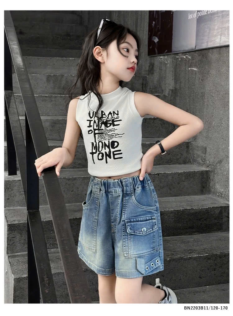 ÁO BALO DÁNG NGẮN MIX QUẦN SHORT JEAN SZ ĐẠI