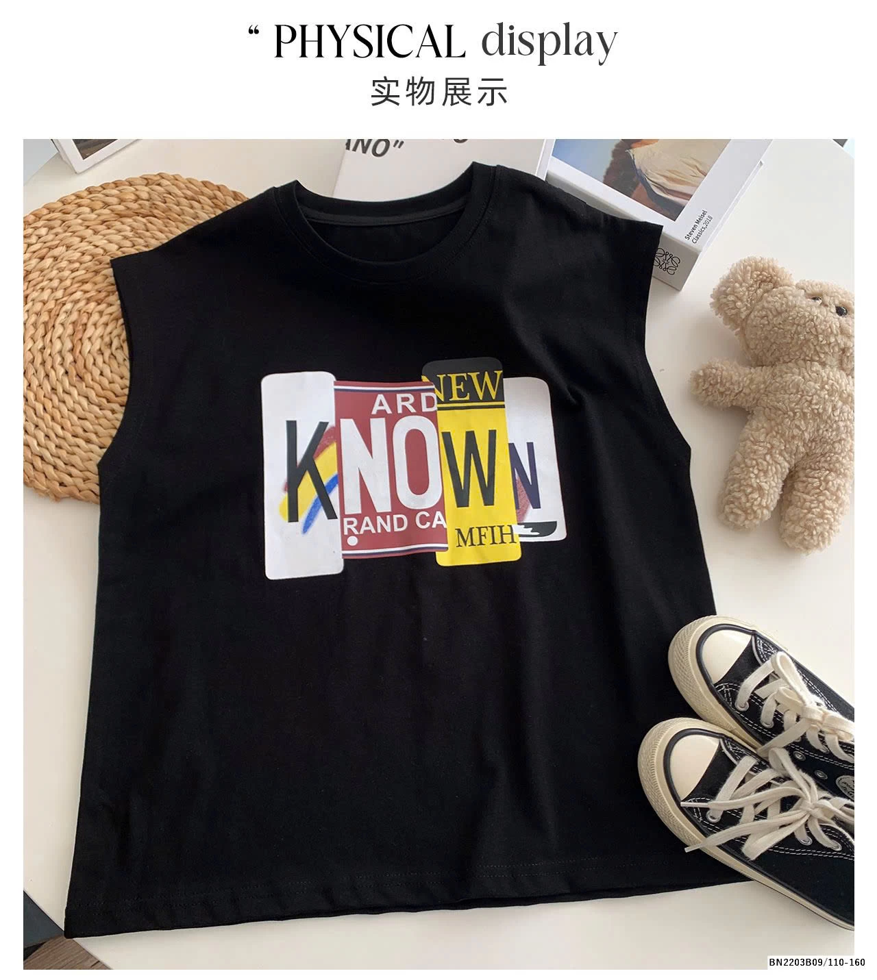 Set áo tanktop chữ mix quần jean rách