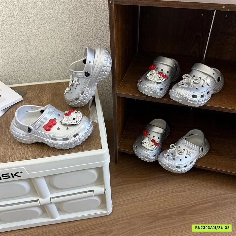 CROCS BẠC CHARM KITTY