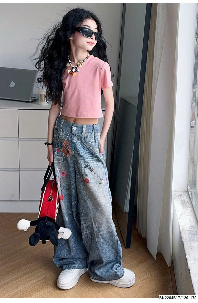 SÉT CROPTOP MIX QUẦN JEAN IN HÌNH CÁ TÍNH
