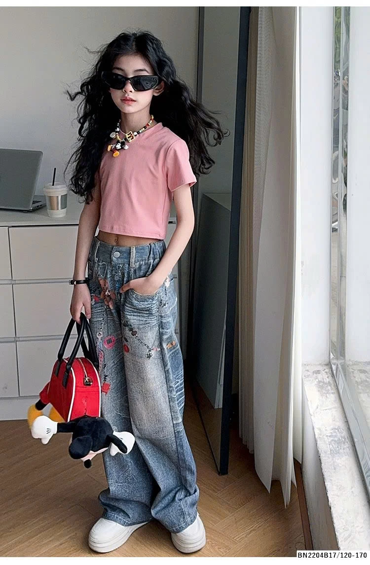 SÉT CROPTOP MIX QUẦN JEAN IN HÌNH CÁ TÍNH