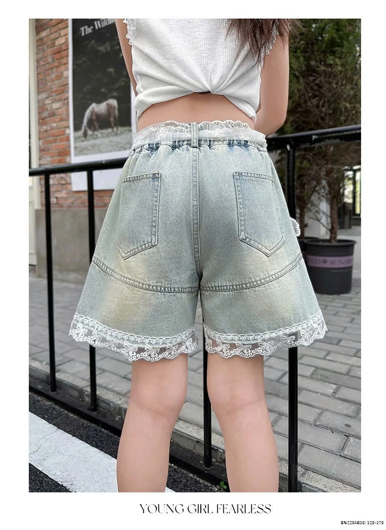 QUẦN SHORT DENIM PHỐI REN JUZITIGE