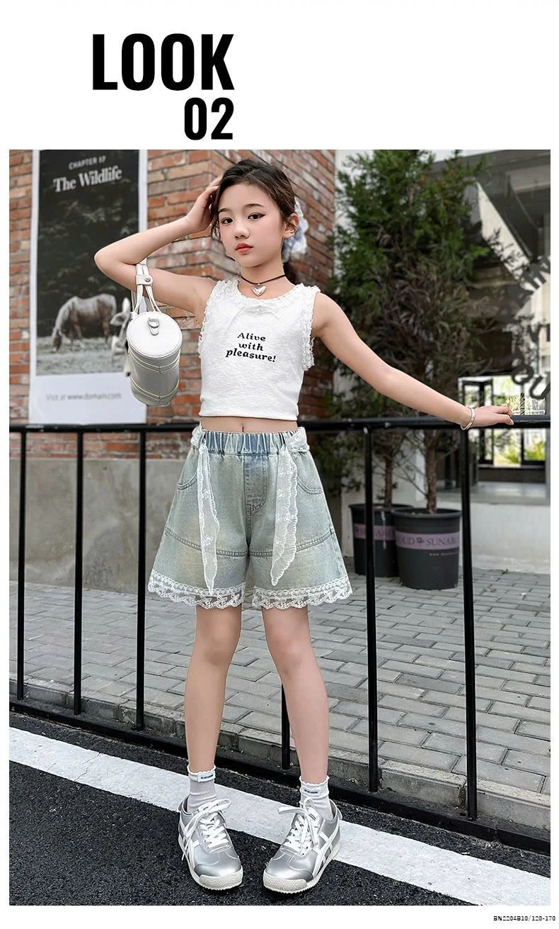 QUẦN SHORT DENIM PHỐI REN JUZITIGE