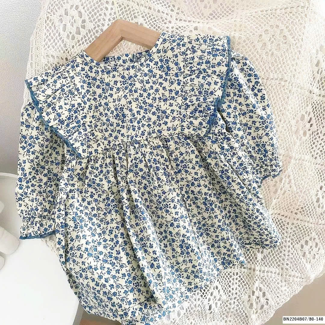 ĐẦM HOA XANH DÀI TAY