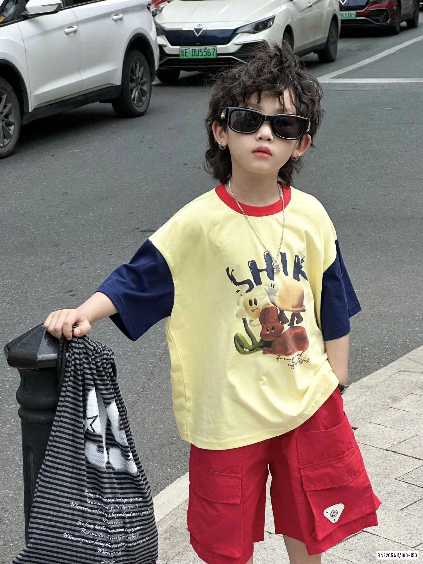 ÁO PHỐI MÀU TAY MIX SHORT ĐỎ