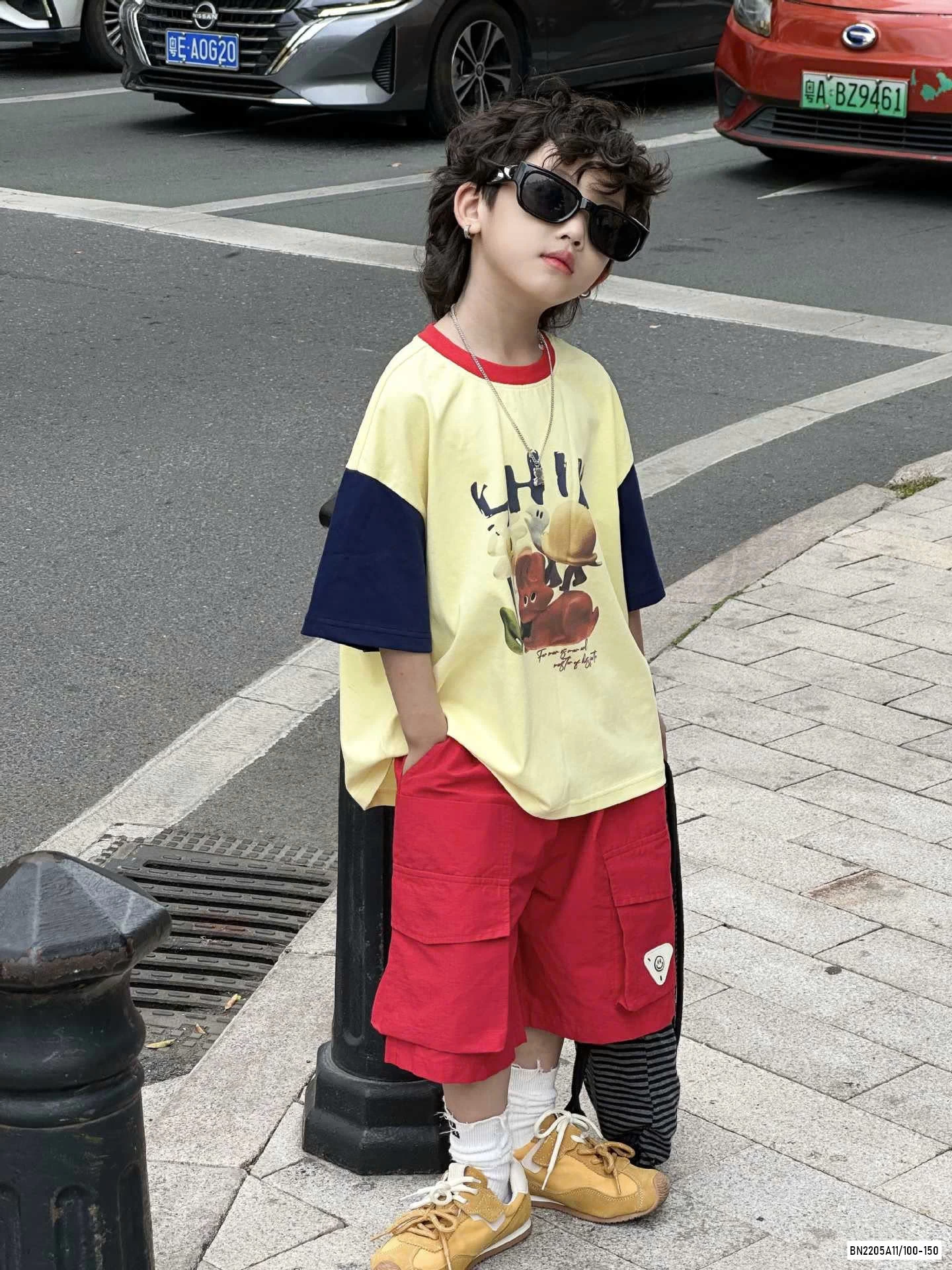 ÁO PHỐI MÀU TAY MIX SHORT ĐỎ