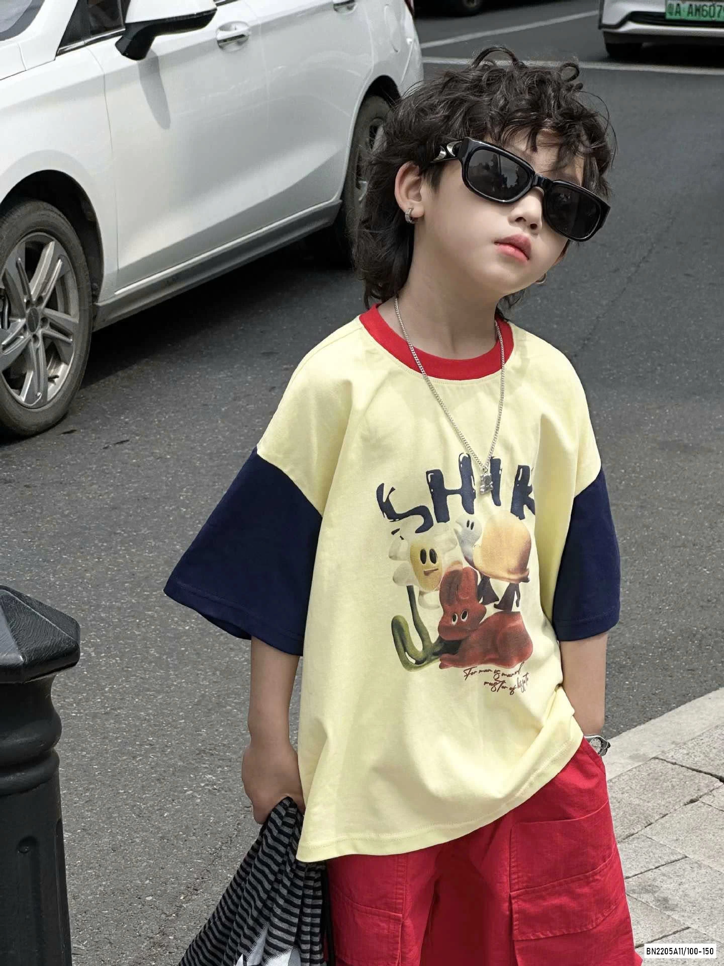 ÁO PHỐI MÀU TAY MIX SHORT ĐỎ