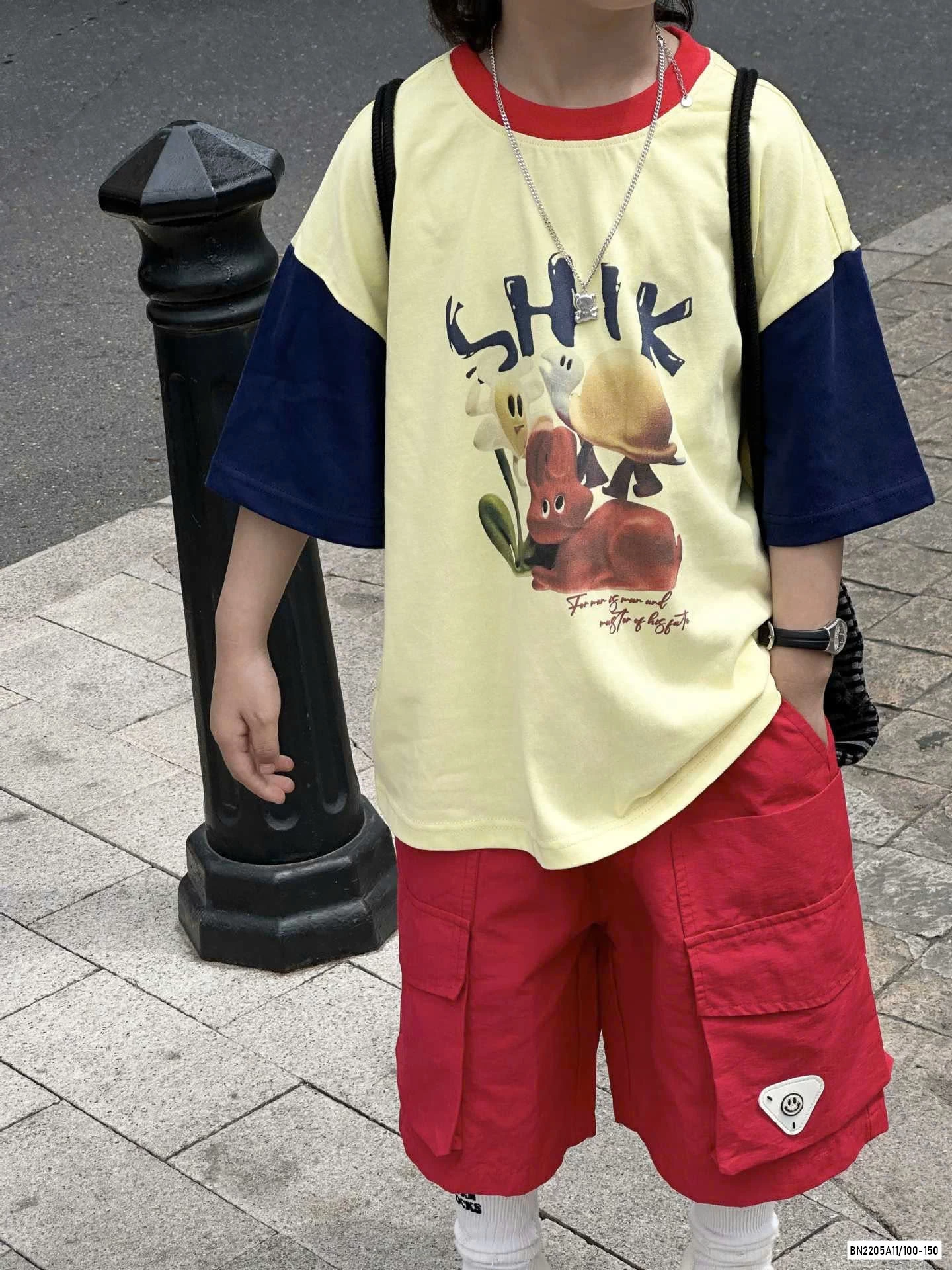 ÁO PHỐI MÀU TAY MIX SHORT ĐỎ