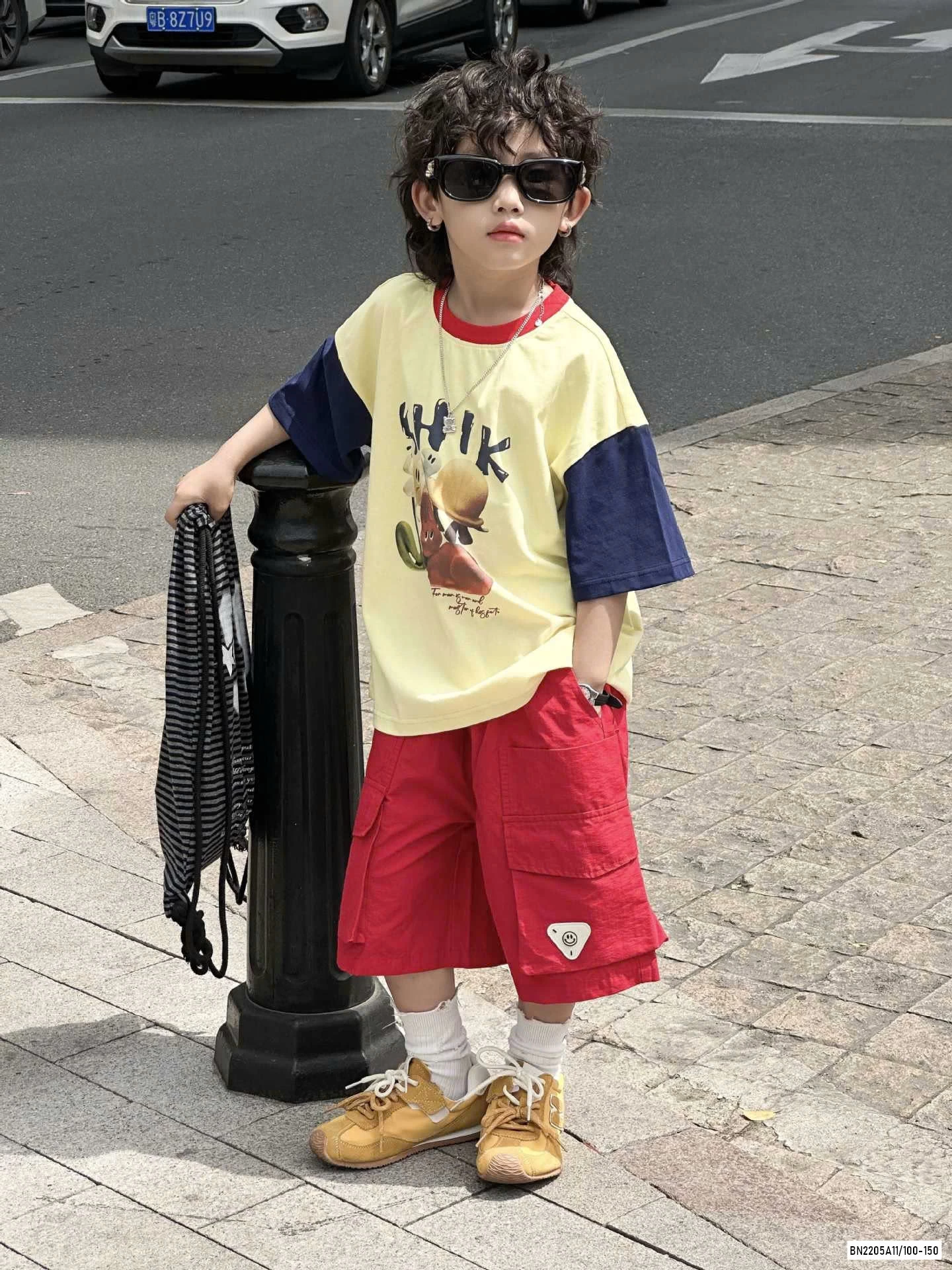 ÁO PHỐI MÀU TAY MIX SHORT ĐỎ