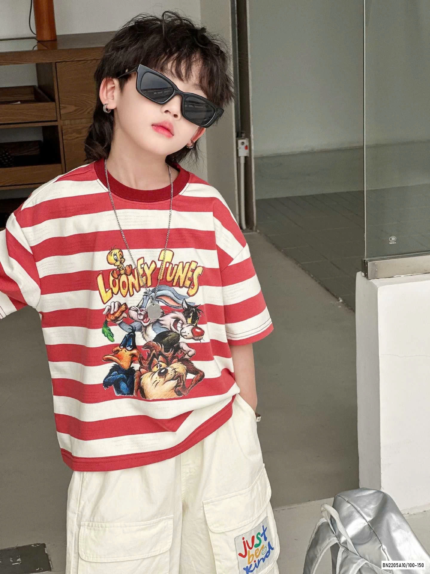 ÁO ĐỎ KẺ MIX SHORT TRẮNG