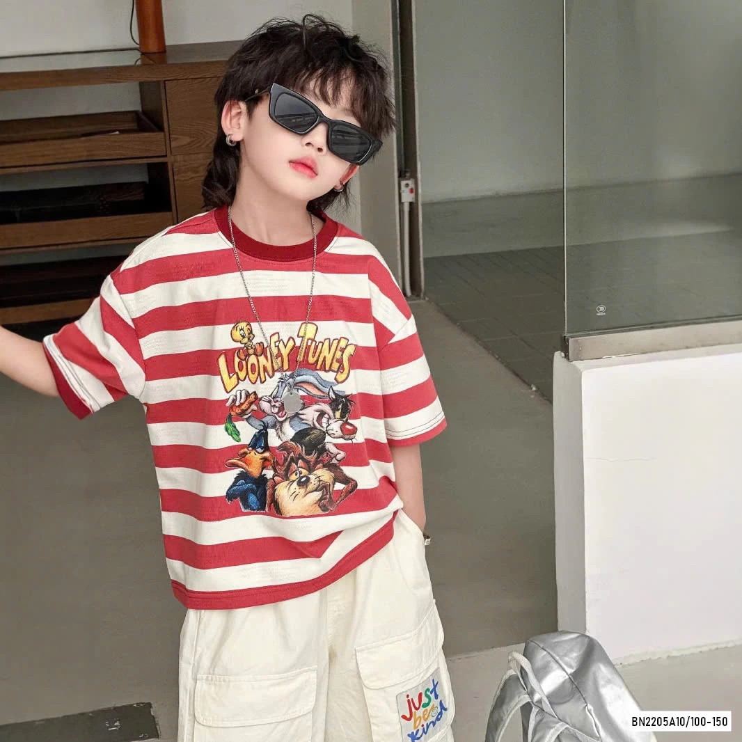 ÁO ĐỎ KẺ MIX SHORT TRẮNG