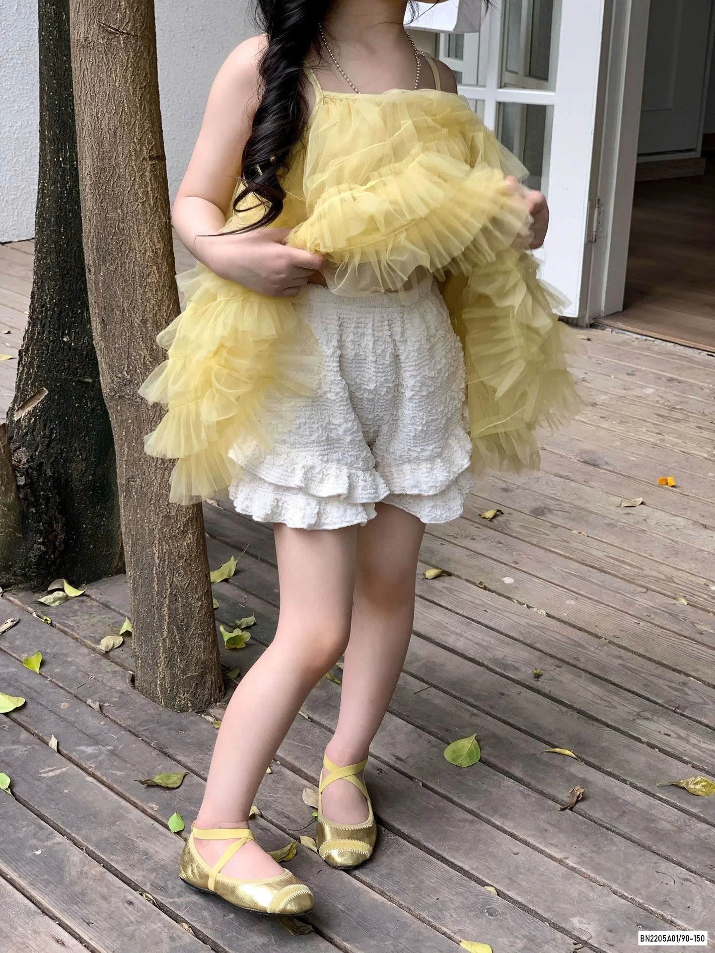 ÁO 2 DÂY VOAN MIX SHORT REN