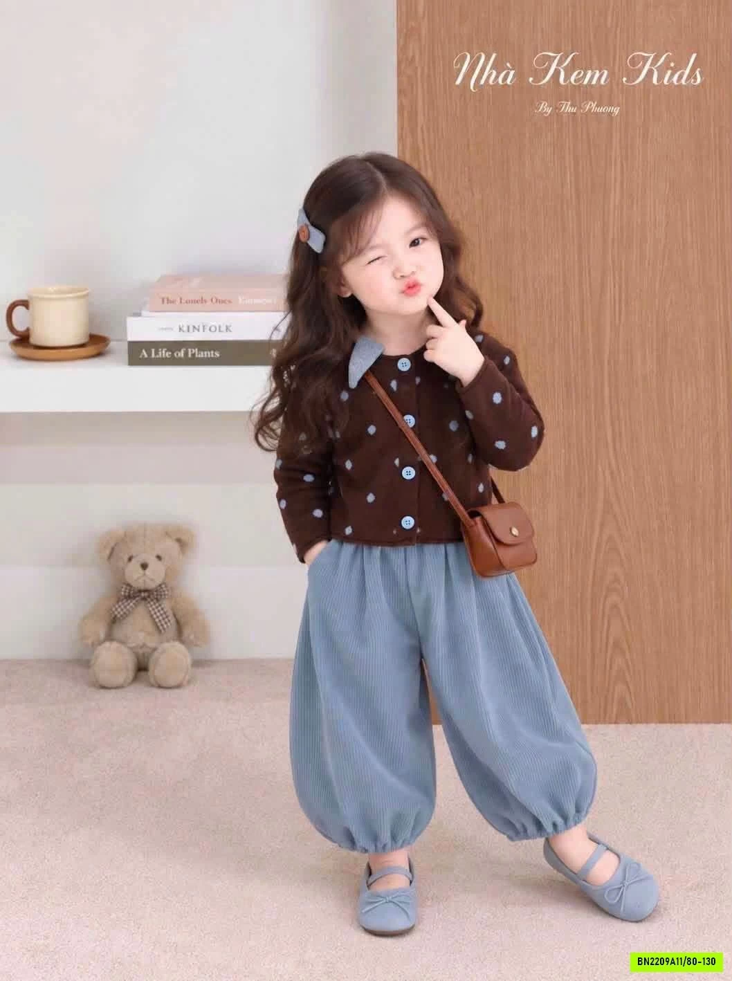 SÉT LEN NÂU MIX QUẦN BÍ XANH TBABY