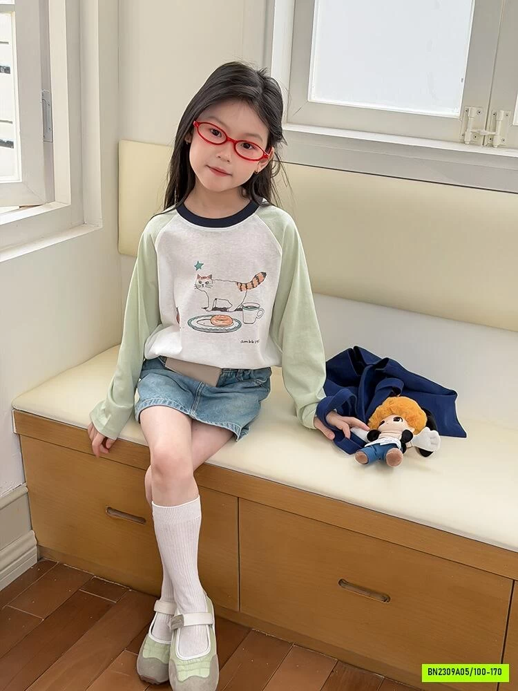 ÁO THUN PHỐI MÀU TAY THÚ CƯNG 26A030 AMBB