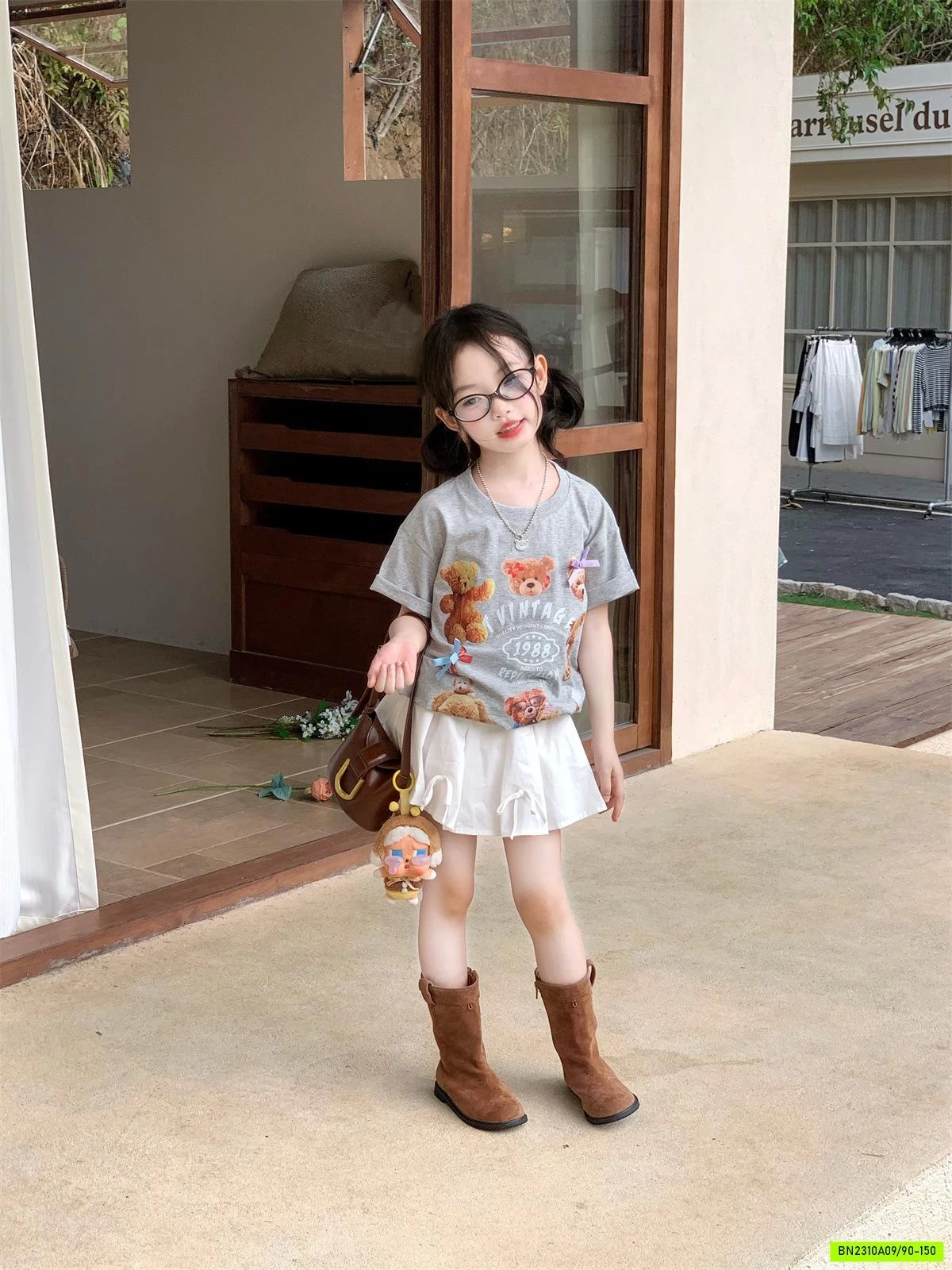 SÉT ÁO GẤU MIX QUẦN VÁY NƠ