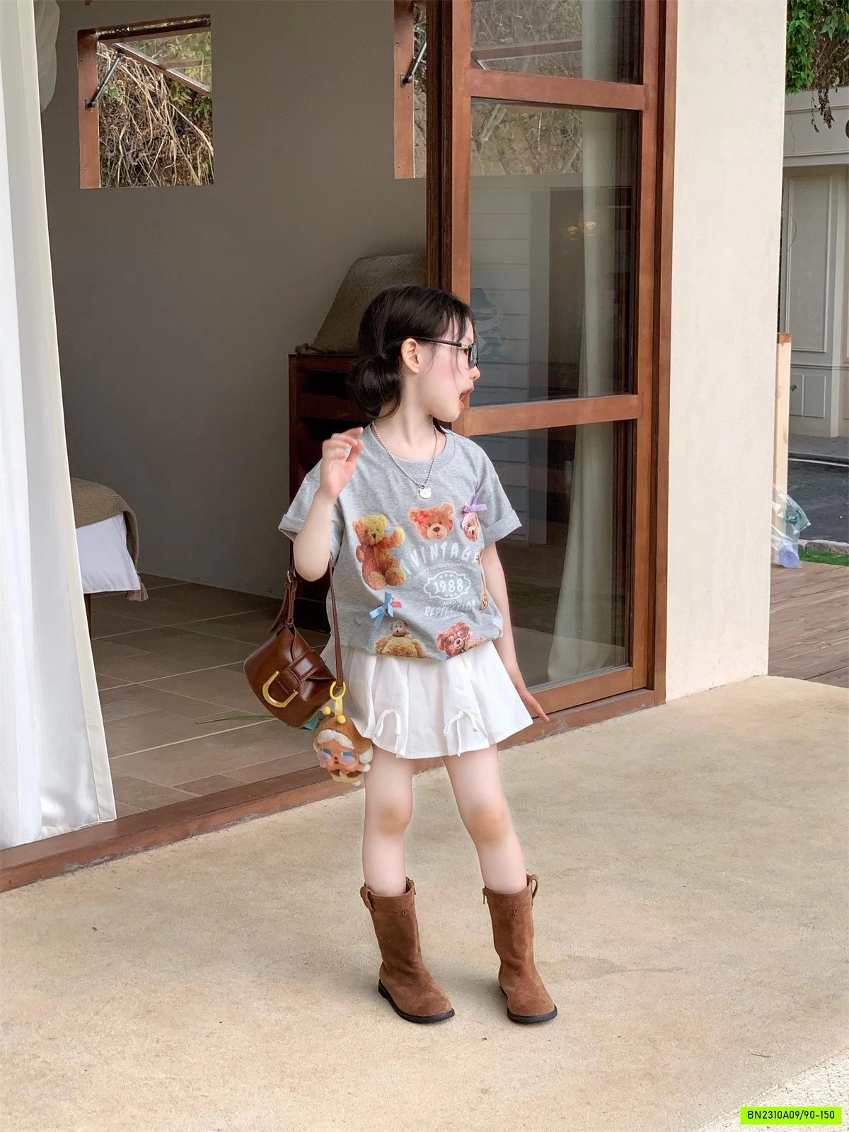 SÉT ÁO GẤU MIX QUẦN VÁY NƠ