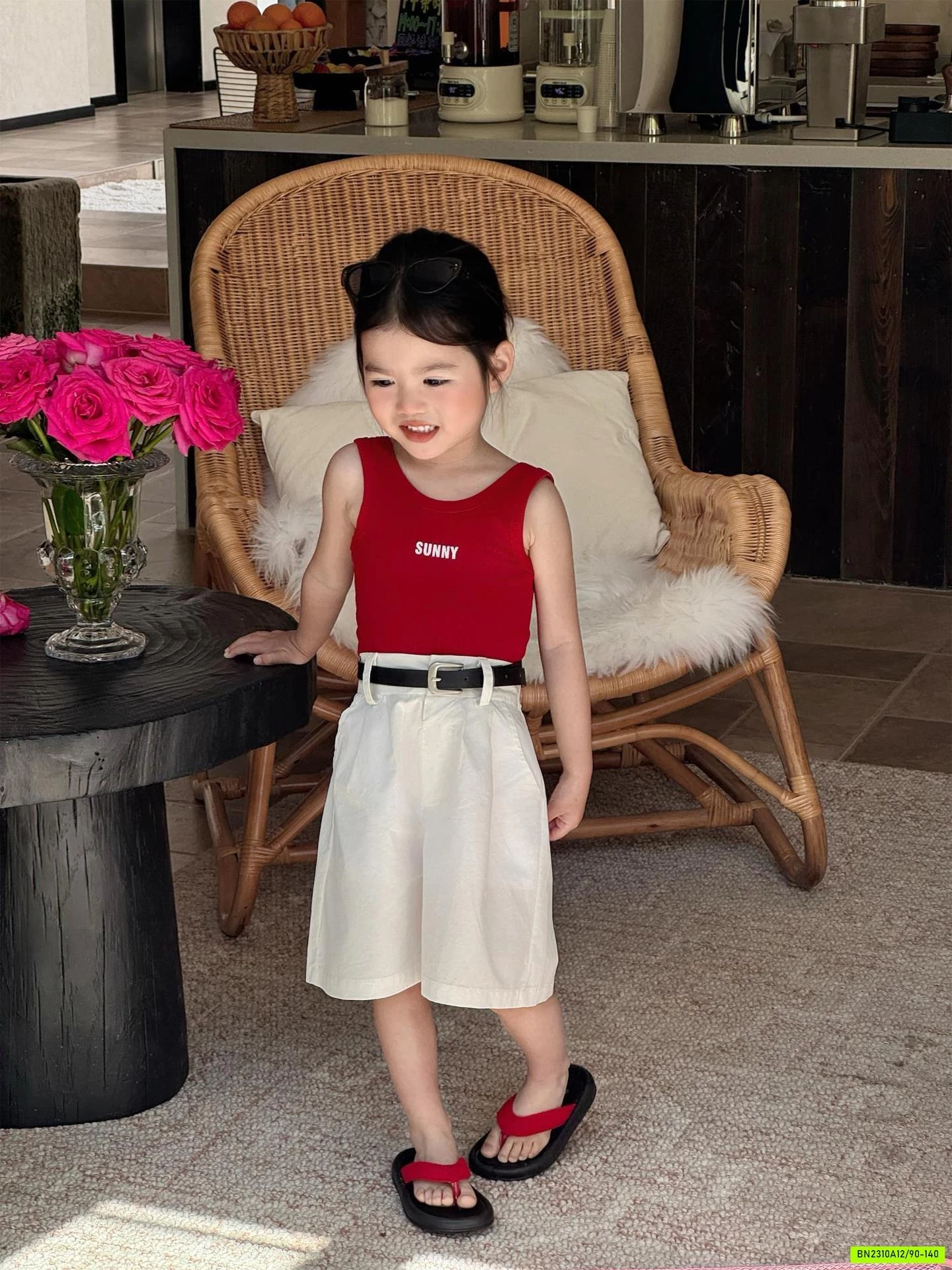 ÁO 2 SÁT NÁCH ĐỎ MIX SHORT TRẮNG