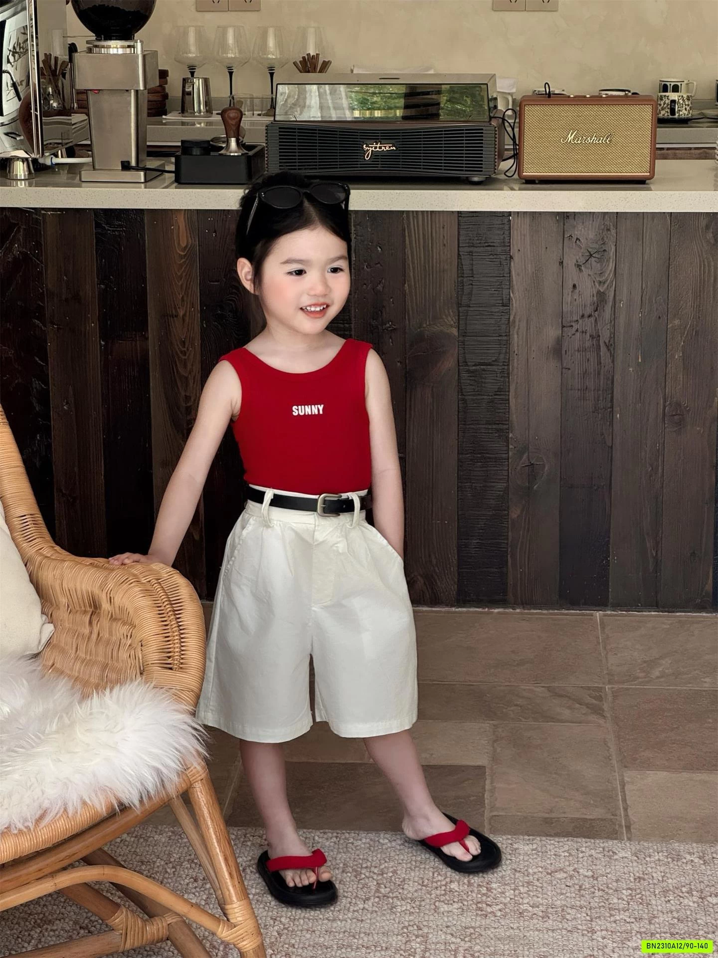 ÁO 2 SÁT NÁCH ĐỎ MIX SHORT TRẮNG