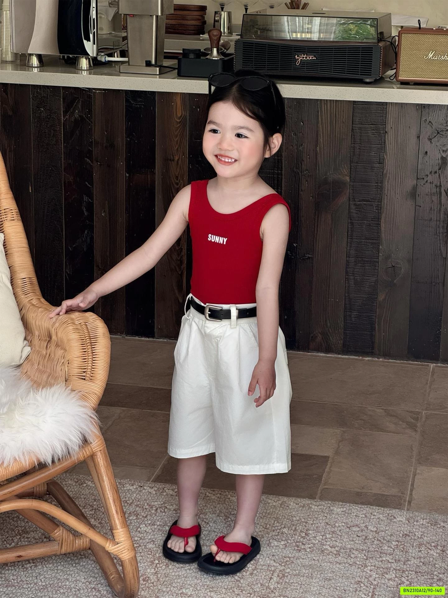 ÁO 2 SÁT NÁCH ĐỎ MIX SHORT TRẮNG
