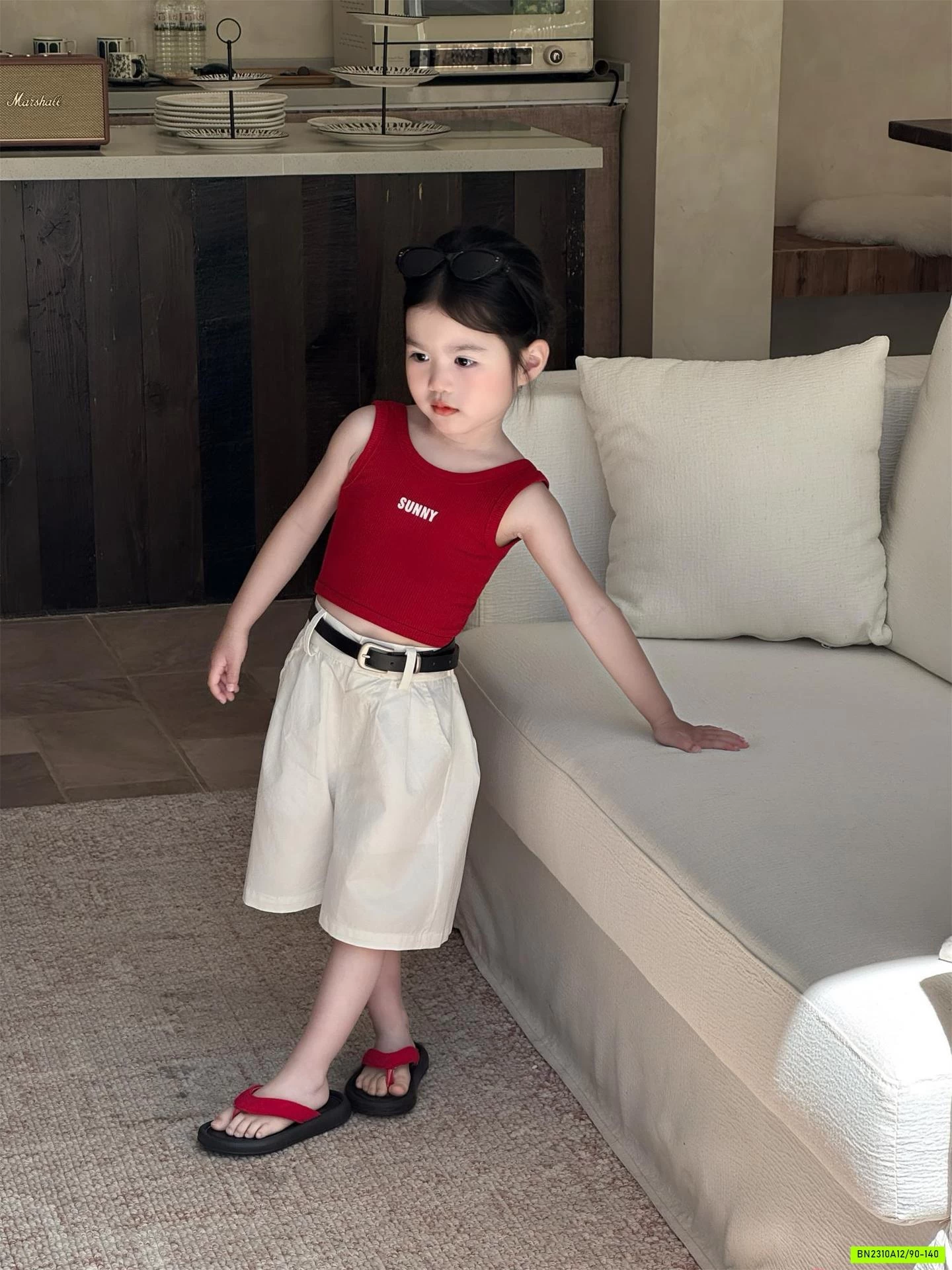 ÁO 2 SÁT NÁCH ĐỎ MIX SHORT TRẮNG