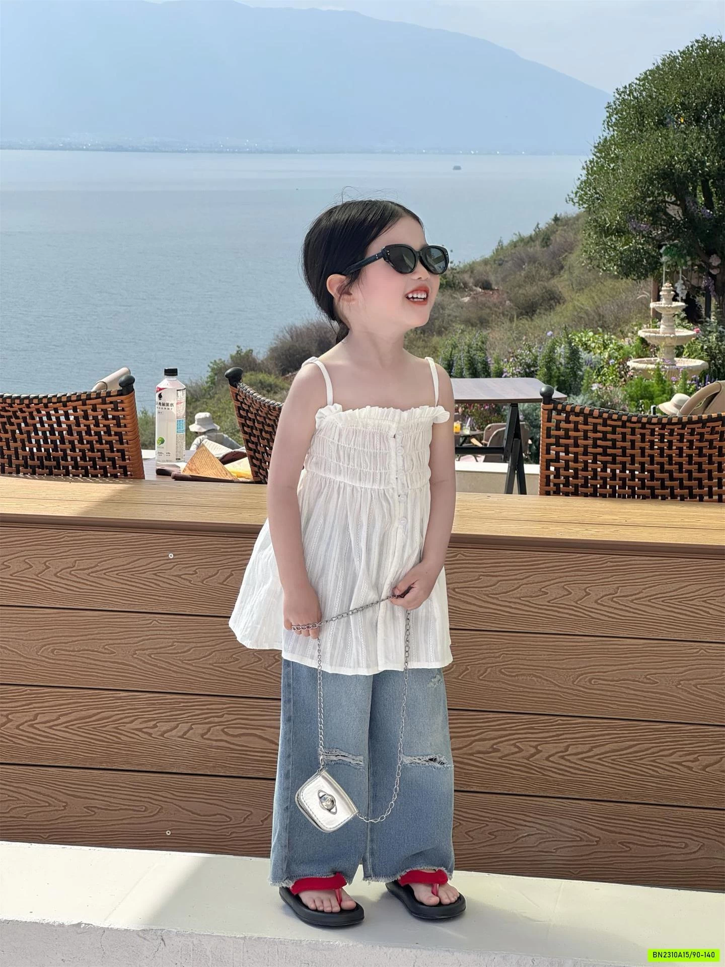 ÁO 2 DÂY DÁNG DÀI MIX JEANS SUÔNG RÁCH