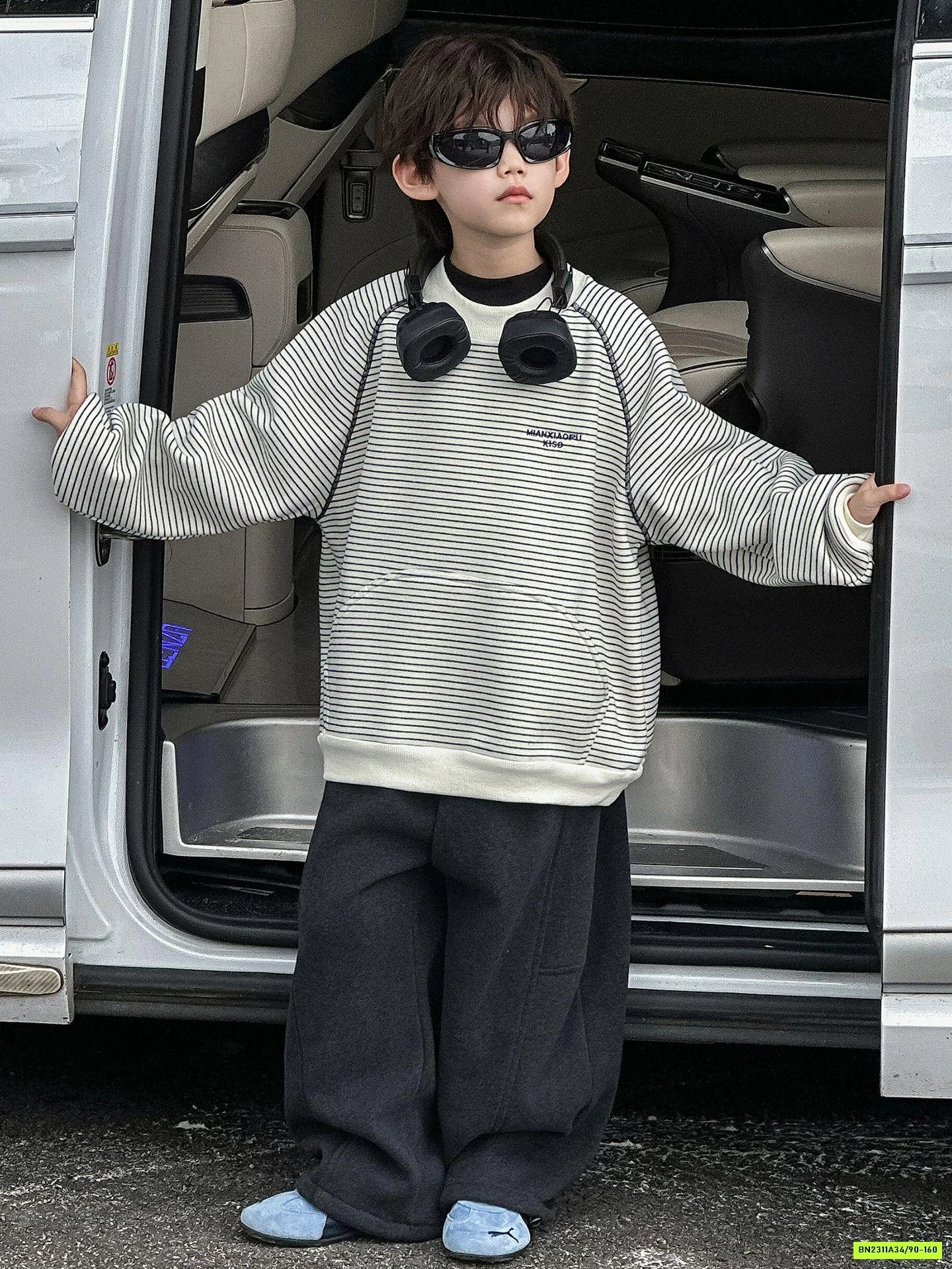 ÁO NỈ KẺ NHỎ LÓT LÔNG CỪU