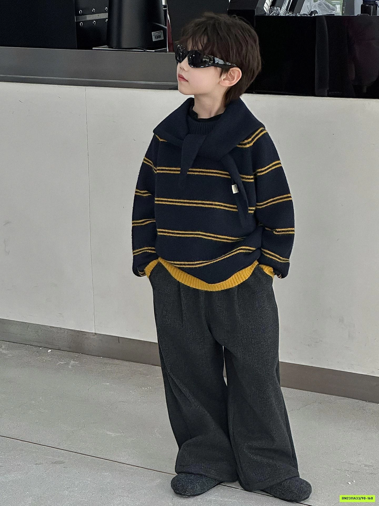 ÁO LEN KẺ VÀNG KÈM KHĂN