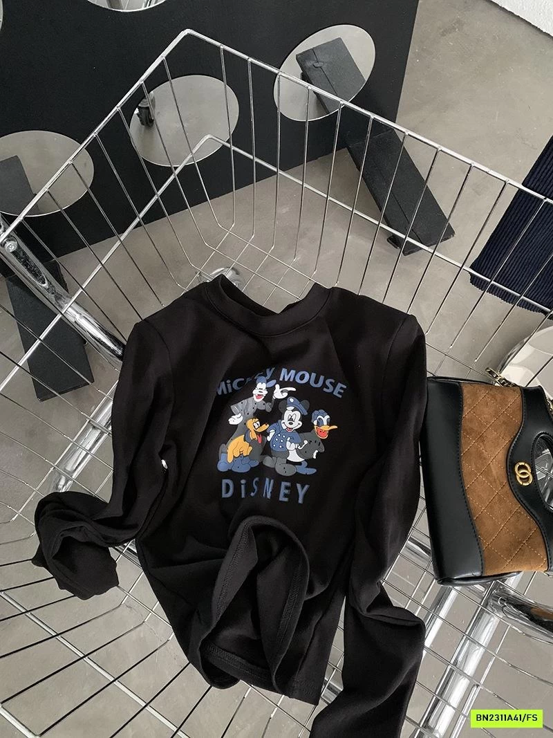 ÁO NỈ CROPTOP IN MICKEY