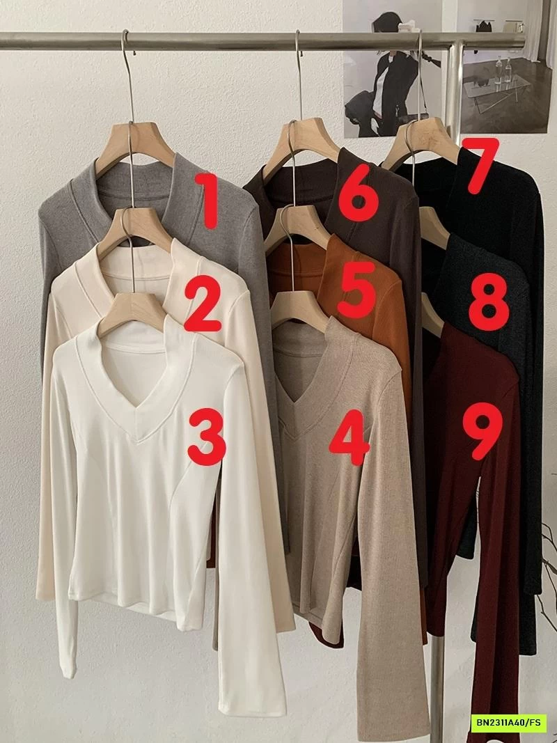 ÁO NỈ CROPTOP CỔ V