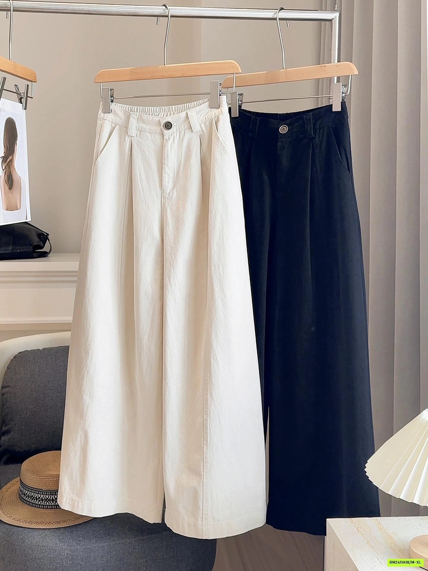 QUẦN THÔ ỐNG RỘNG CẠP LƯNG CHUN