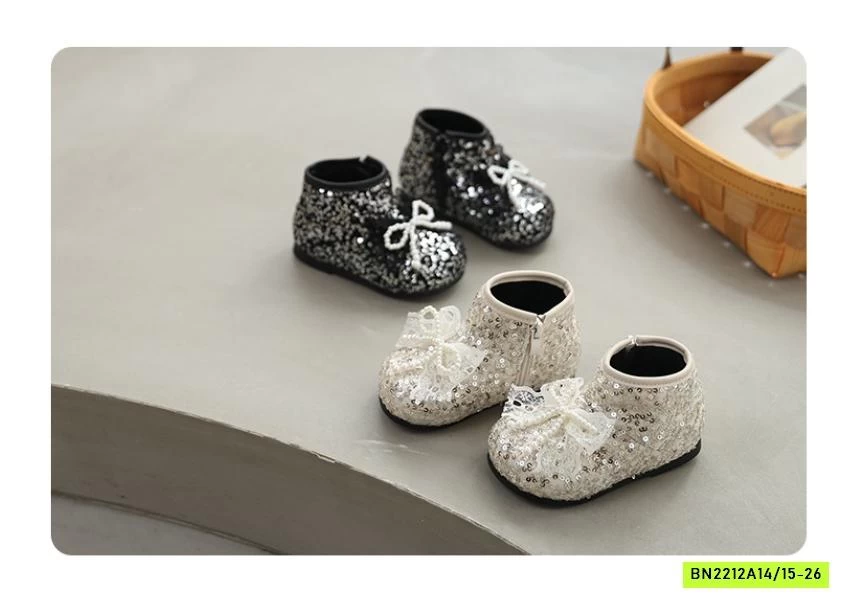 BOOT BLING BLING NƠ CỔ THẤP LÓT NHUNG