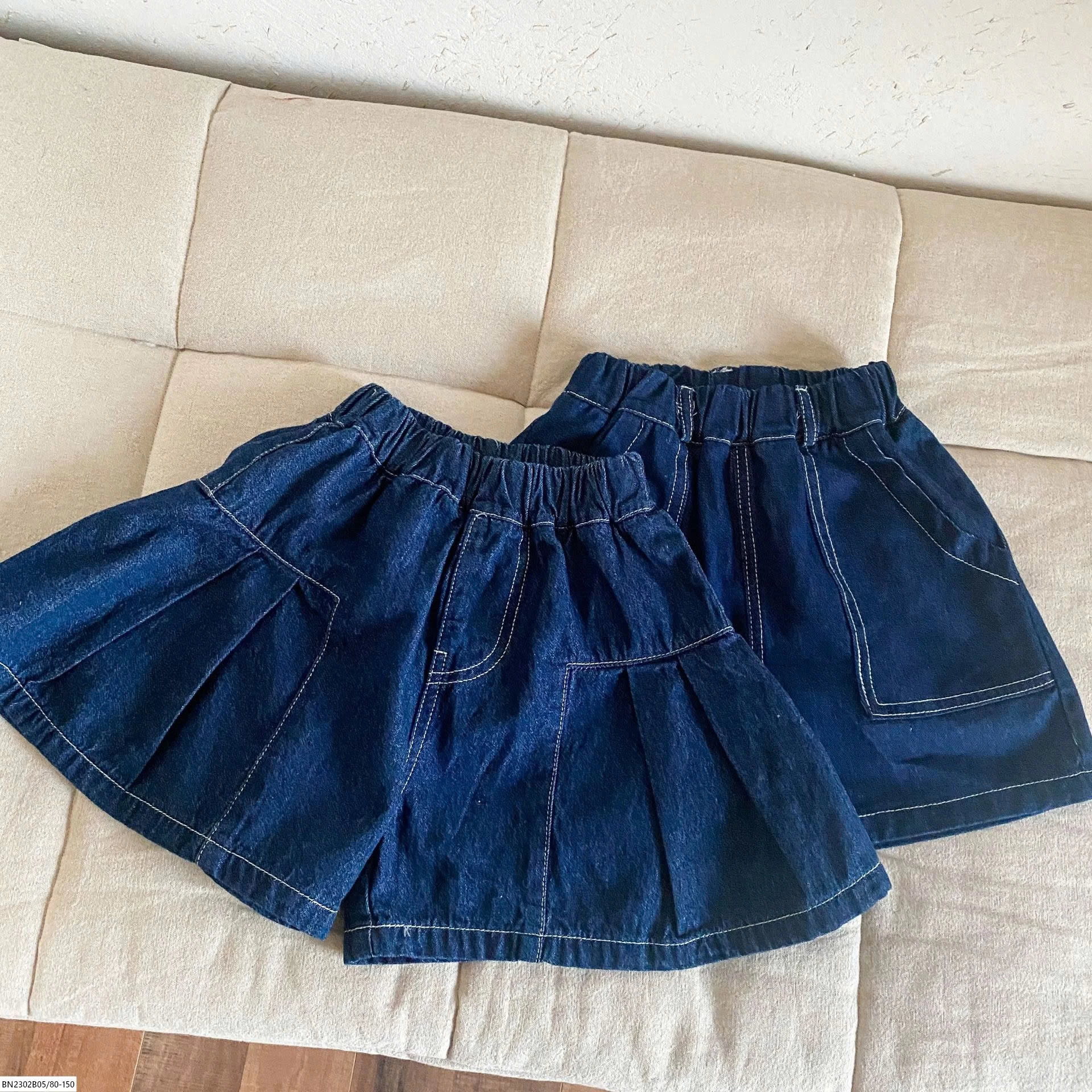 QUẦN SHORT DENIM CHỈ NỔI