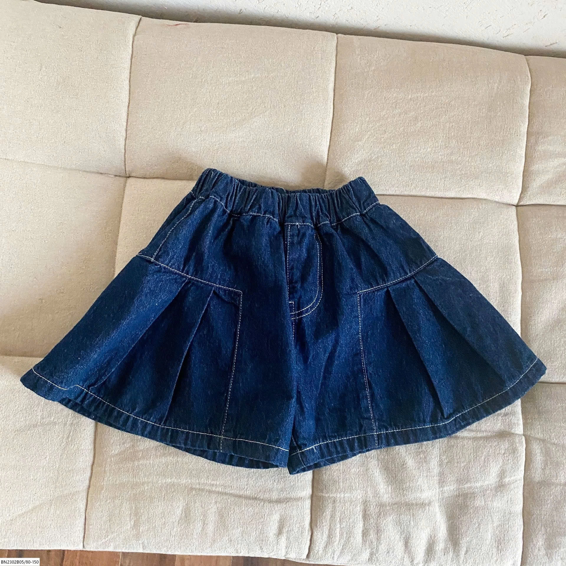 QUẦN SHORT DENIM CHỈ NỔI