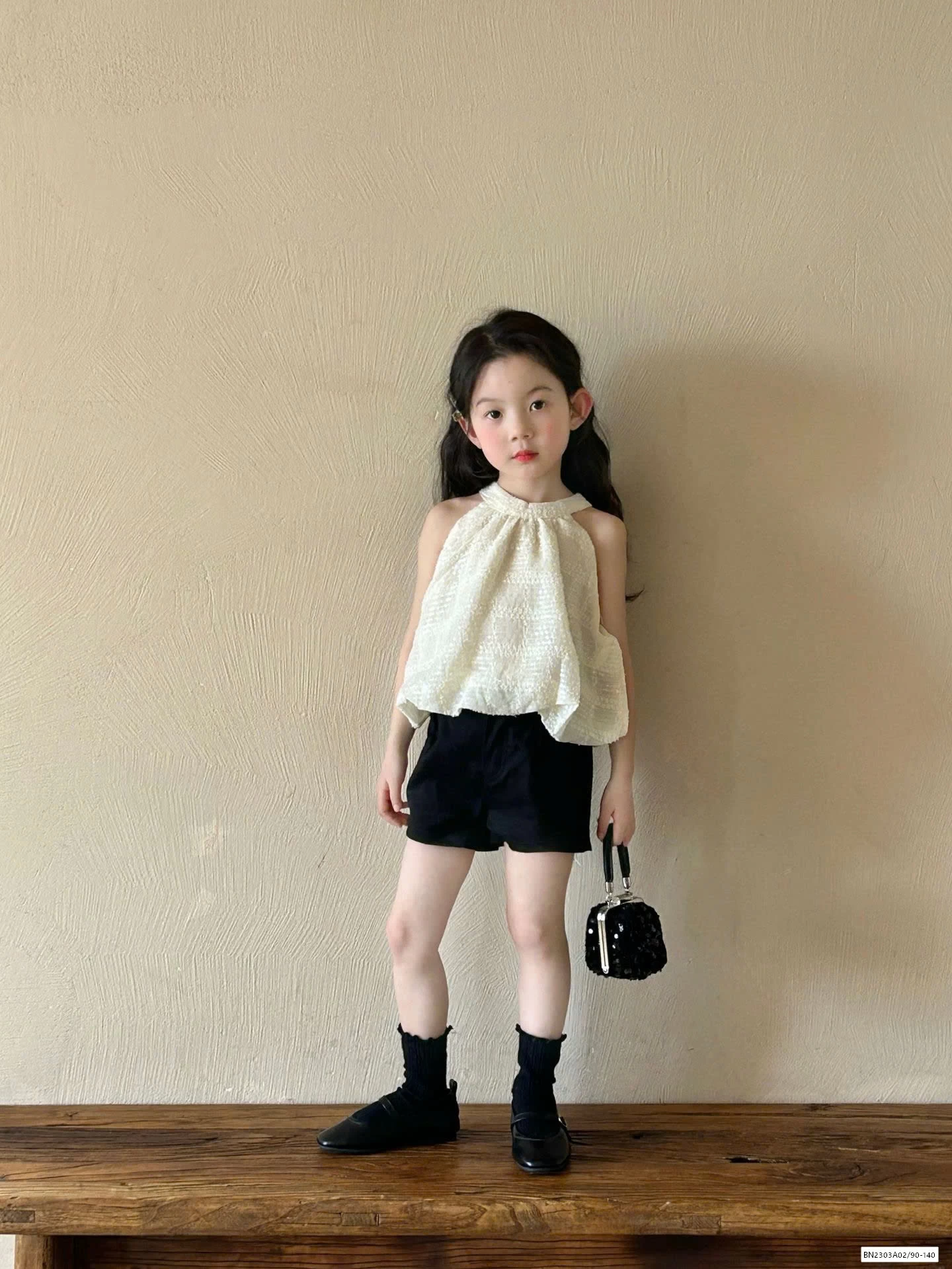 ÁO CỔ YẾM MIX SHORT ĐEN