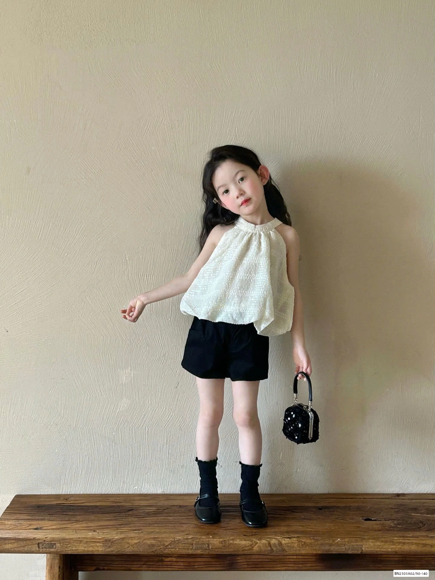 ÁO CỔ YẾM MIX SHORT ĐEN