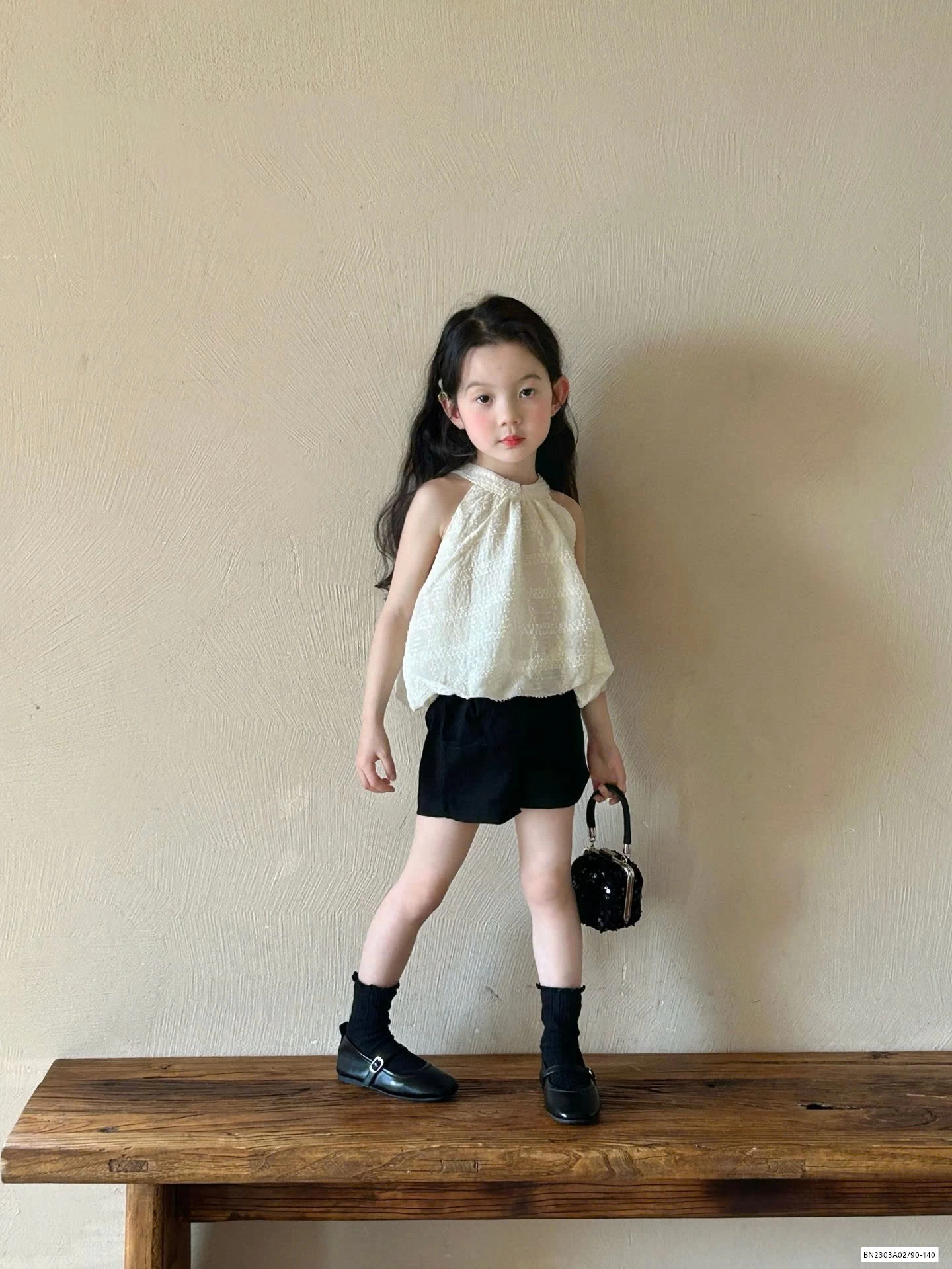 ÁO CỔ YẾM MIX SHORT ĐEN