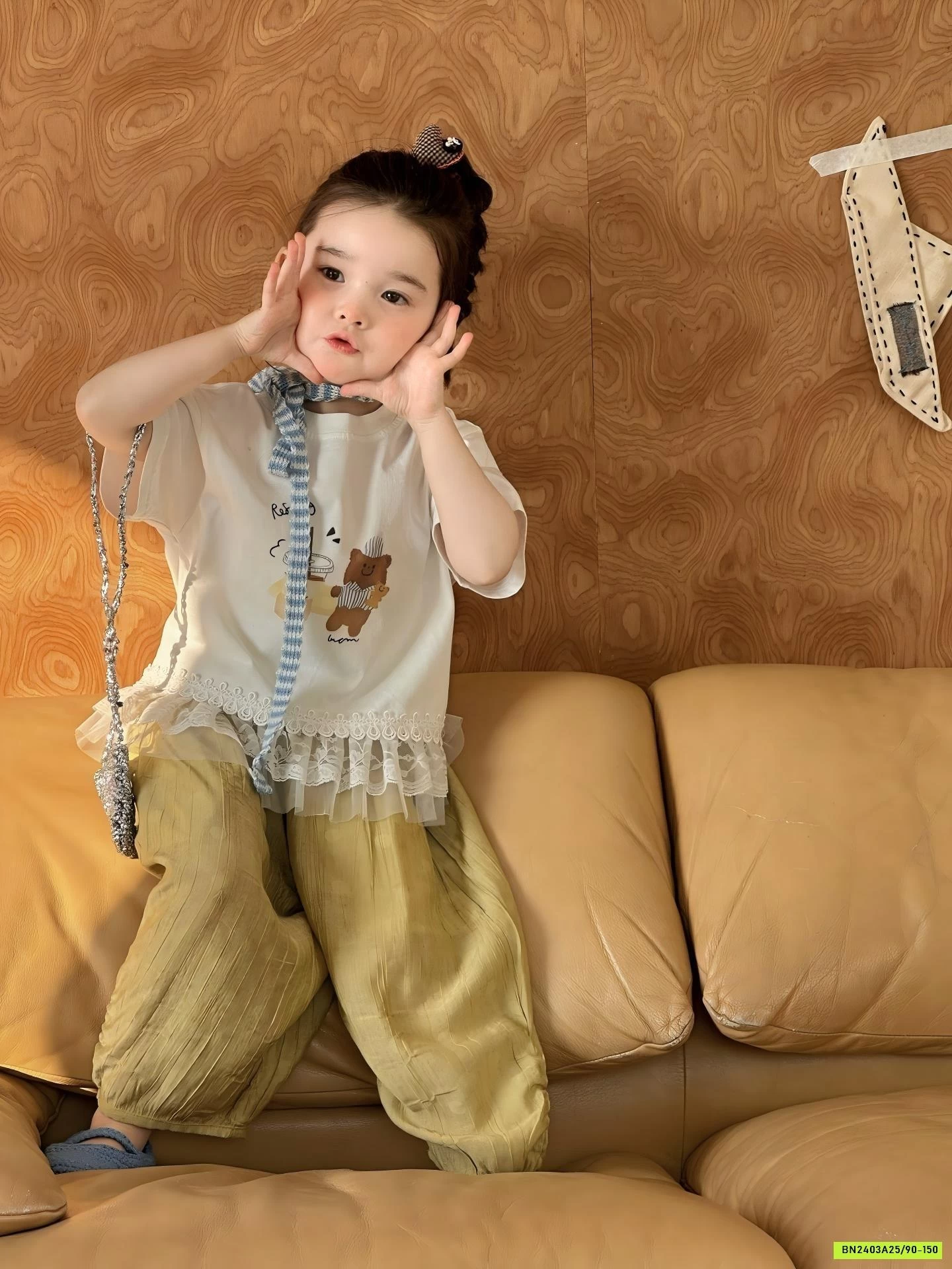 ÁO GẤU VIỀN REN MIX QUẦN ĐŨI BOOM