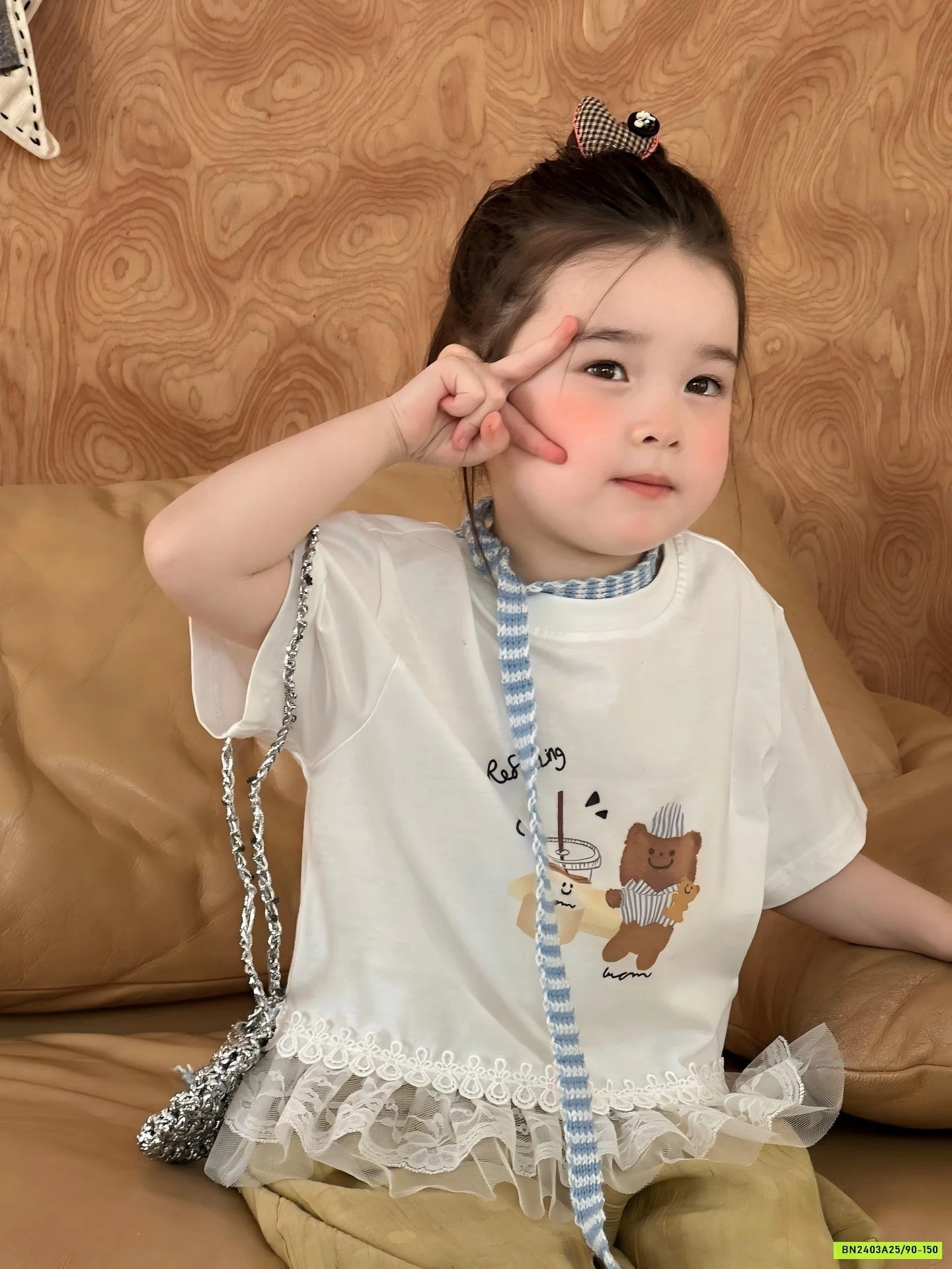 ÁO GẤU VIỀN REN MIX QUẦN ĐŨI BOOM