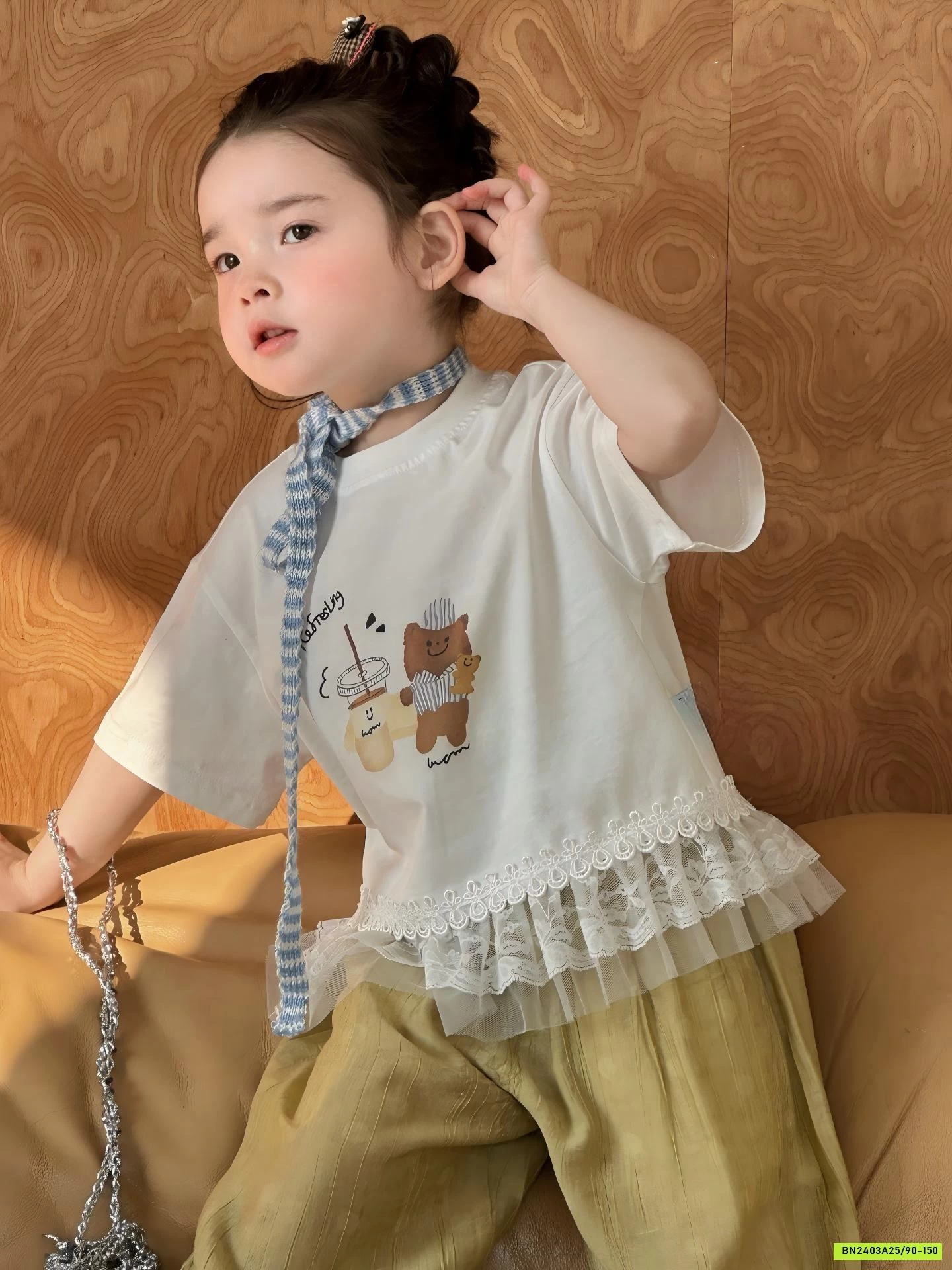 ÁO GẤU VIỀN REN MIX QUẦN ĐŨI BOOM