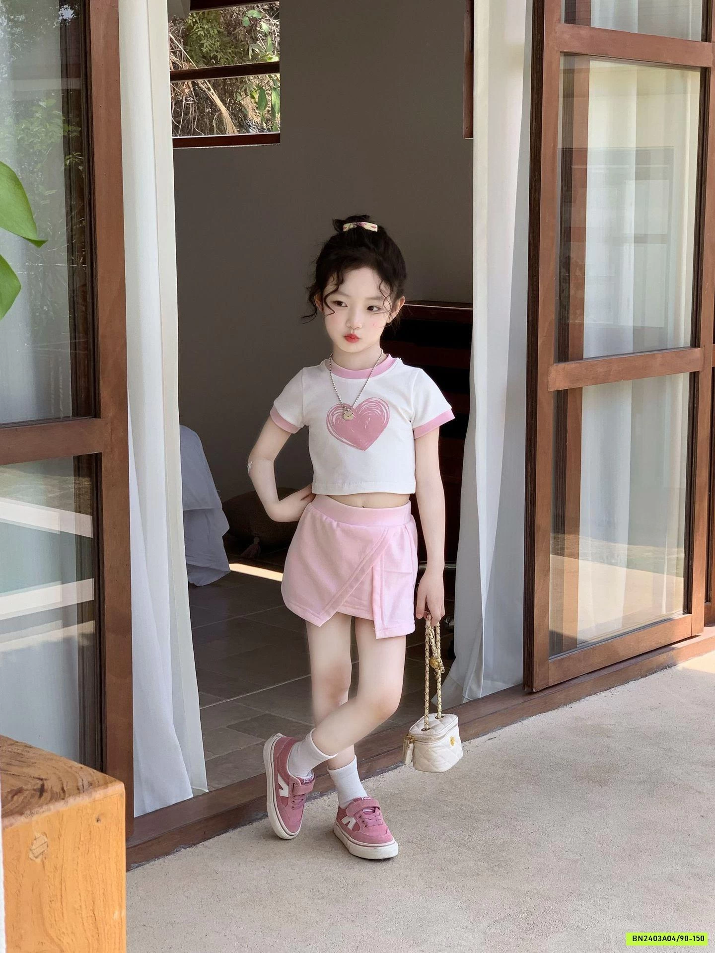 SÉT CROPTOP TRÁI TIM MXX CV HỒNG