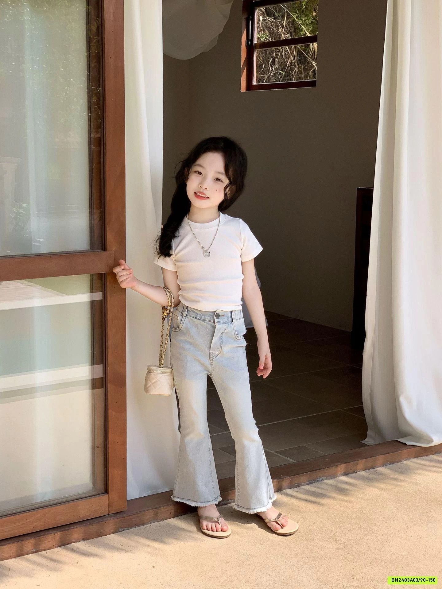 JEANS SKINNY ỐNG LOE BÉ GÁI