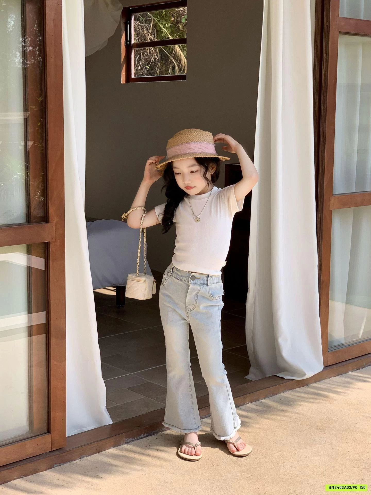 JEANS SKINNY ỐNG LOE BÉ GÁI