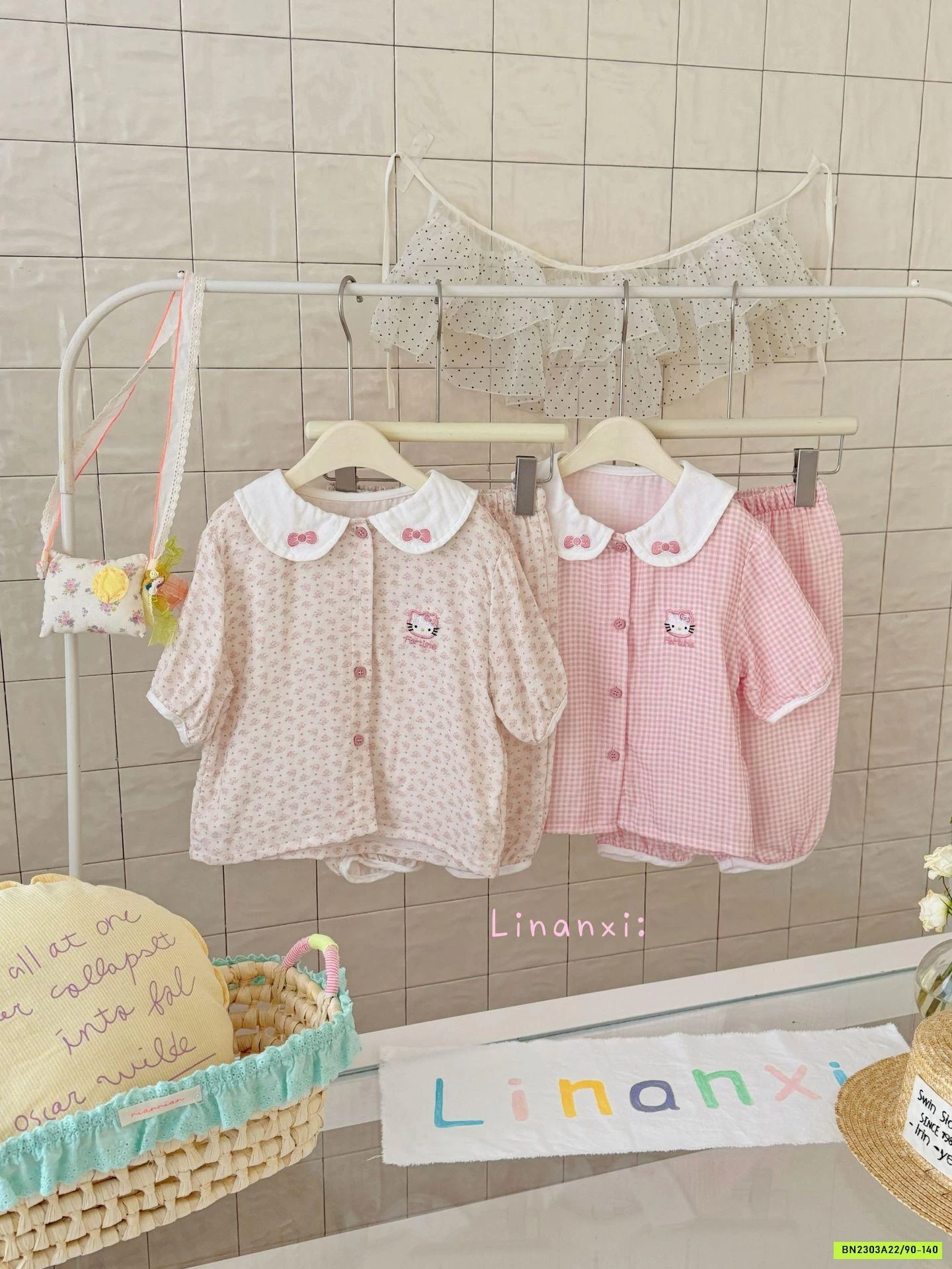 PIZAMA KITTY CỔ SEN LINANXI