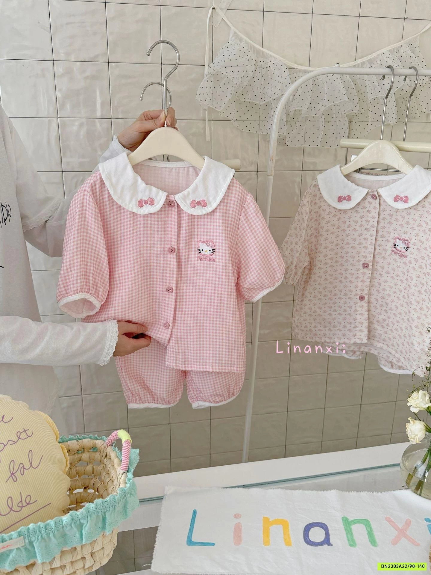 PIZAMA KITTY CỔ SEN LINANXI