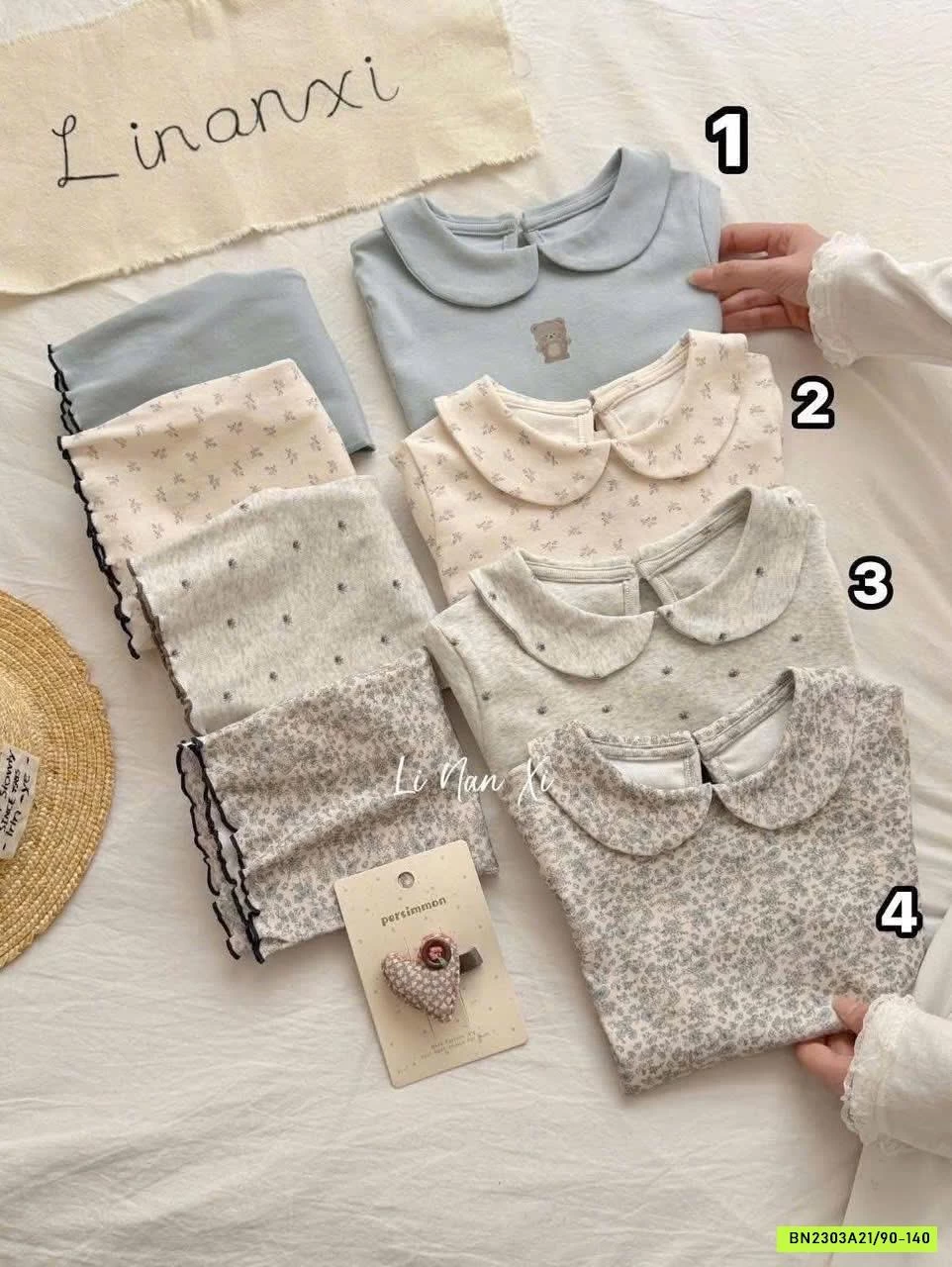 BỘ COTTON LỬNG CỔ SEN LINANXI