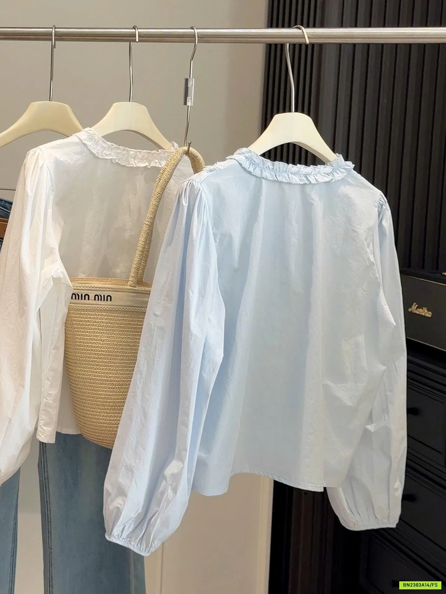 SƠ MI ANNA CỔ BÈO THẮT NƠ