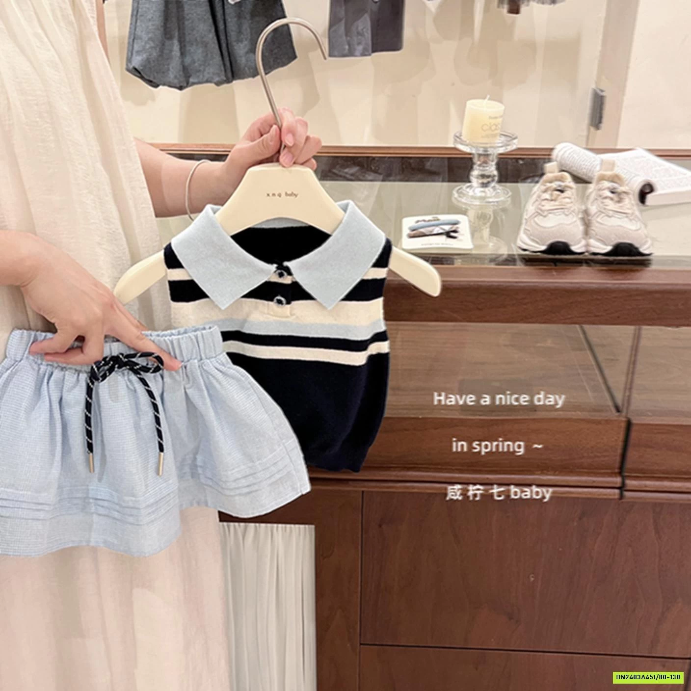 SÉT POLO MONTOGHI MIX QUẦN VÁY XANH TBABY