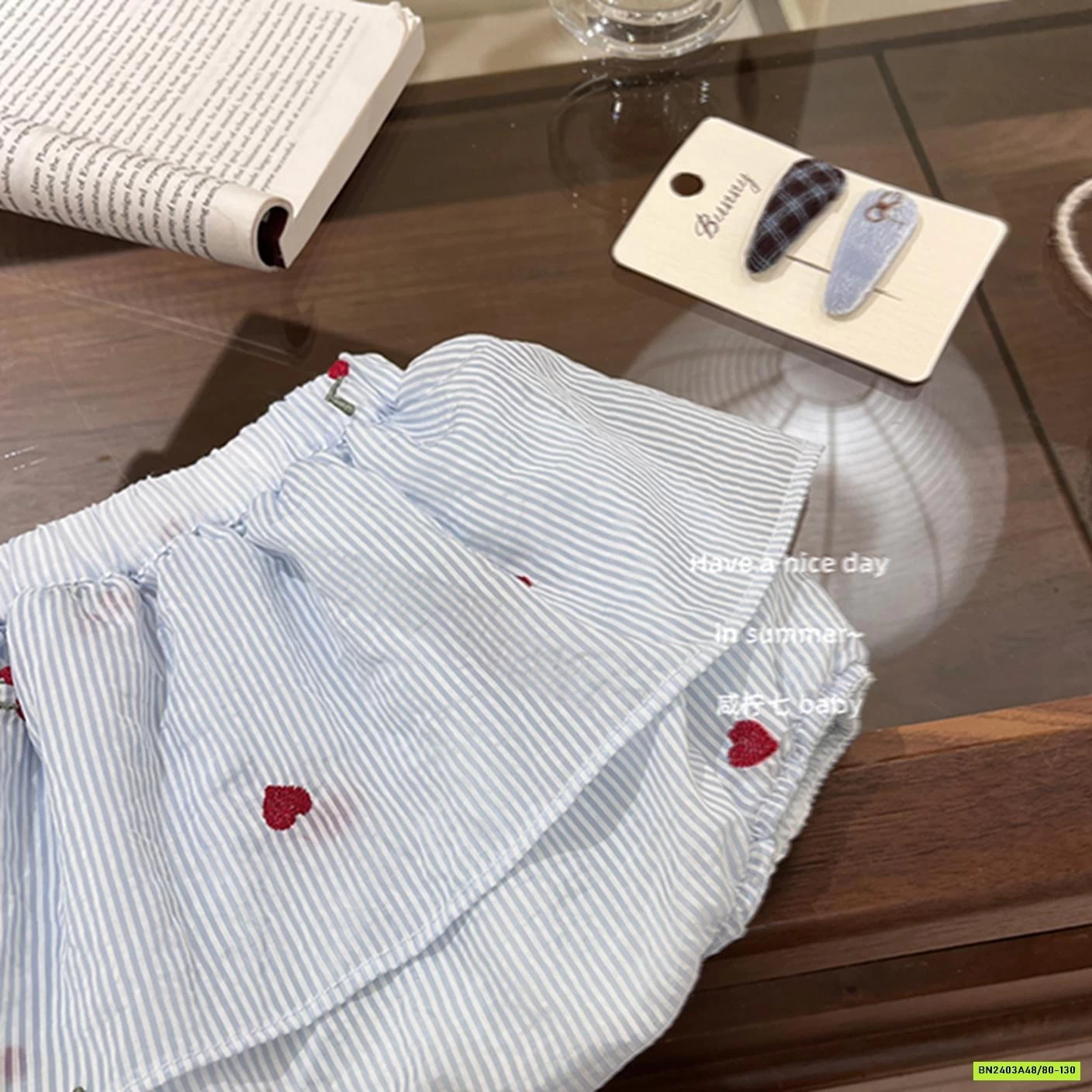 SÉT VÁY CHEERY CARO XANH TBABY