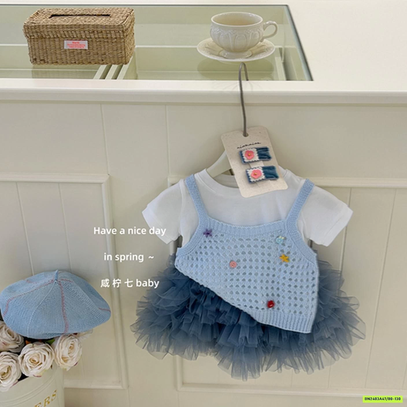 SÉT VÁY TUTU XANH 3 CHI TIẾT TBABY