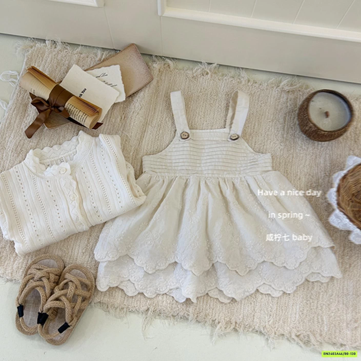 ĐẦM 2 DÂY MIX CARDIGAN TBABY